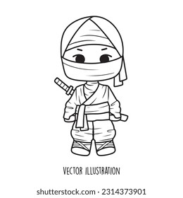 ilustración vectorial de colección de dibujos animados de ninja