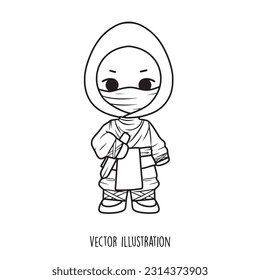 ninja cartoon collection vector illustration