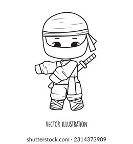 ninja cartoon collection vector illustration