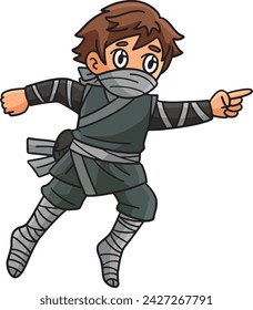 Ninja Cartoon Colored Clipart Illustration