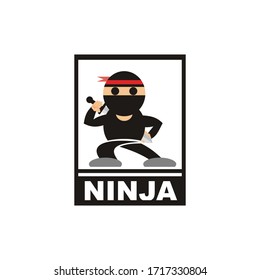 logo de diseño de dibujos animados ninja vectorial