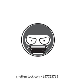 Ninja Cartoon Face Wear Mask People Emotion Icon Vector Illustration