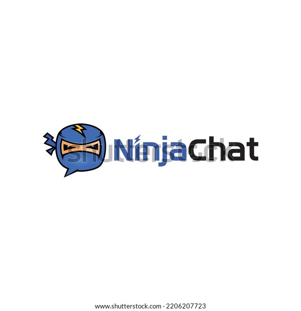 Ninja Cartoon Head Chats Messaging Logo Stock Vector (Royalty Free