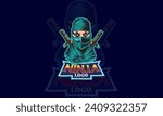 ninja cartoon mascot logo template