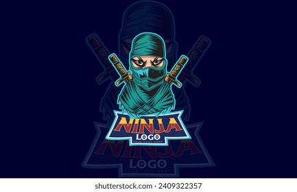 ninja cartoon mascot logo template
