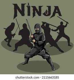 Ninja. Ilustración del icono del vector de dibujos animados. Concepto de icono de Ninja