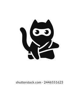 ninja cat animal logo vector illustration template design