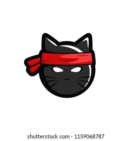 Ninja Cat Head Logo Icon Esport Illustration Sticker Mask