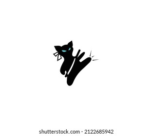 Ninja cat Logo Icon Template Design Vector Symbol . Vector Illustration.