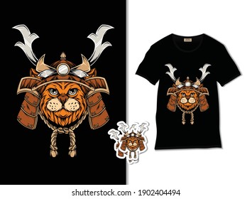 Vector de mascota de gato Ninja. Ilustración de gatos de Samurai con diseño de camiseta