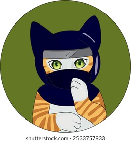 Ninja cat sticker logo vector