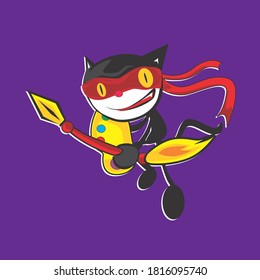 NINJA CAT VEKTOR SCHWARZ ROT