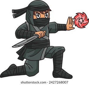 Ninja and Chakra Energy Cartoon Colored Clipart 