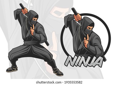 Diseño de caracteres Ninja para logotipo e ilustración