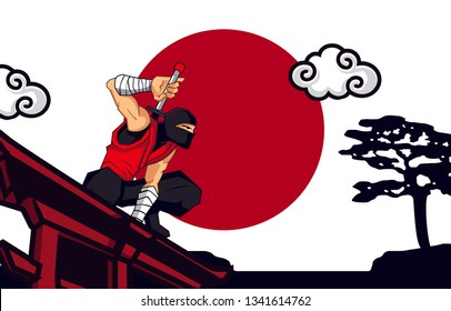 Ninja Character Illustration for background design