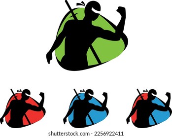 Ninja character mascot or logo, abstract cartoon style