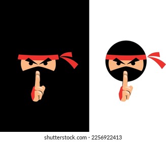 Mascota o logotipo de personajes Ninja, estilo de caricatura abstracto