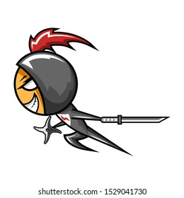 Ninja Character Template Design Sword Smile Shuriken Warrior