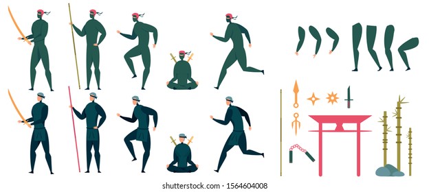 Ninja Characters, Action, Animation Creation Set