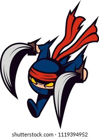 Ninja charging with two swords.
