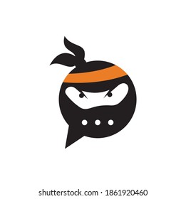 Ninja Chat Logo Design Template. Ninja talk logo design icon.