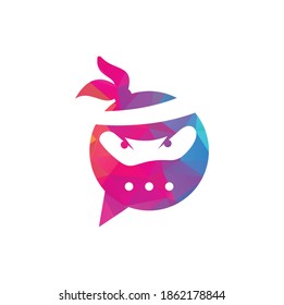 Ninja Chat Logo Design Template. Ninja talk logo design icon.