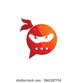 Ninja Chat Logo Design Template. Ninja talk logo design icon.