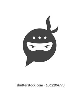 Ninja Chat Logo Design Template. Ninja talk logo design icon.