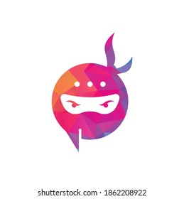 Ninja Chat Logo Design Template. Ninja talk logo design icon.