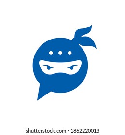 Ninja Chat Logo Design Template. Ninja talk logo design icon.