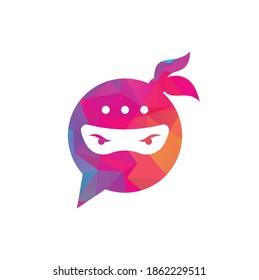 Ninja Chat Logo Design Template. Ninja talk logo design icon.