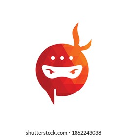 Ninja Chat Logo Design Template. Ninja talk logo design icon.