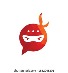 Ninja Chat Logo Design Template. Ninja talk logo design icon.