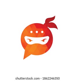 Ninja Chat Logo Design Template. Ninja talk logo design icon.
