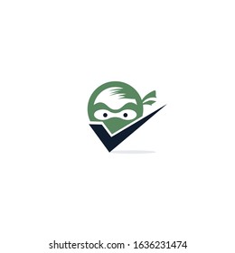 Ninja check icon vector logo design.	