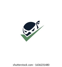 Ninja check icon vector logo design.	