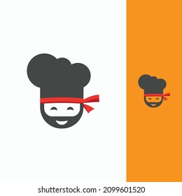 Ninja chef and cooking Logo design template 