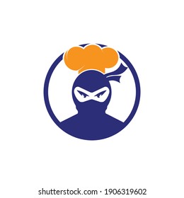 Ninja Chef Vector Logo Design. Ninja With Chef Hat Icon.	
