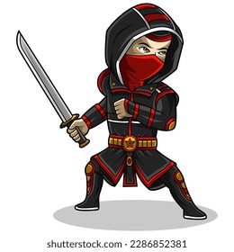 Ninja chibi mascot logo design