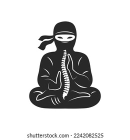 ninja chiropractic spine vector illustration
