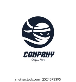 Ninja em círculo logotipo ilustração vetor