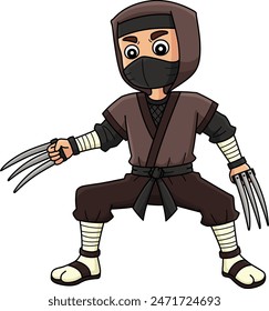 Ninja with Claws Cartoon Colored Clipart I