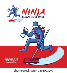 Ninja Cleaning Service Mascot Logo