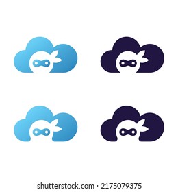 ninja cloud logo simple vector design illustration template