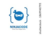 Ninja code vector logo template. Suitable for business, web, computer, security and technology