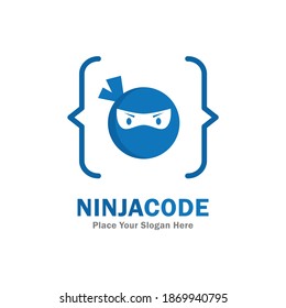 Ninja code vector logo template. Suitable for business, web, computer, security and technology