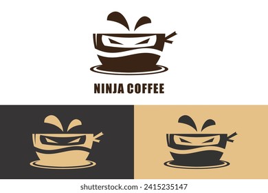 ninja coffee logo design with modern concept