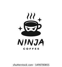 Ninja coffee logo design vector