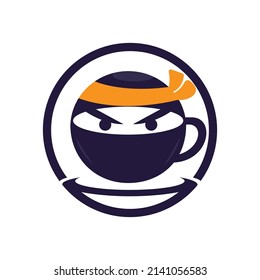 Ninja coffee vector logo design. Logo for café, restaurant, bar etc.	