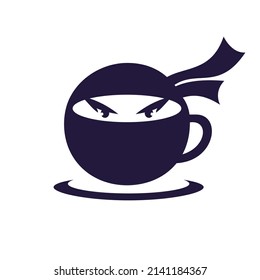 Ninja coffee vector logo design. Logo for café, restaurant, bar etc.	